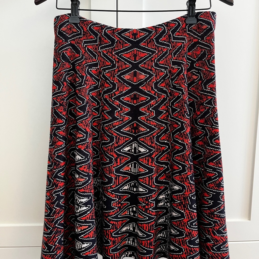 NIC+ZOE Red and Black Geometric A-Line Skirt